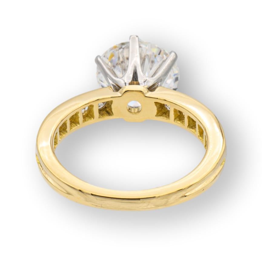Tiffany & Co. 18K Gelbgold Platin Channel Set Runder Diamant Verlobungsring (Rundschliff)