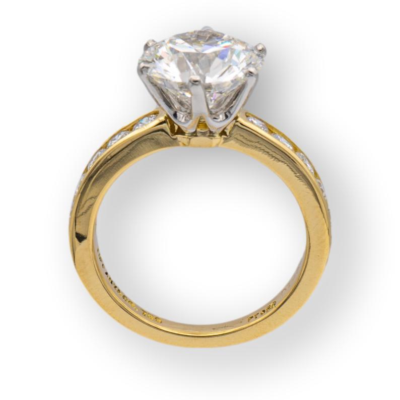 Tiffany & Co. 18K Gelbgold Platin Channel Set Runder Diamant Verlobungsring 1