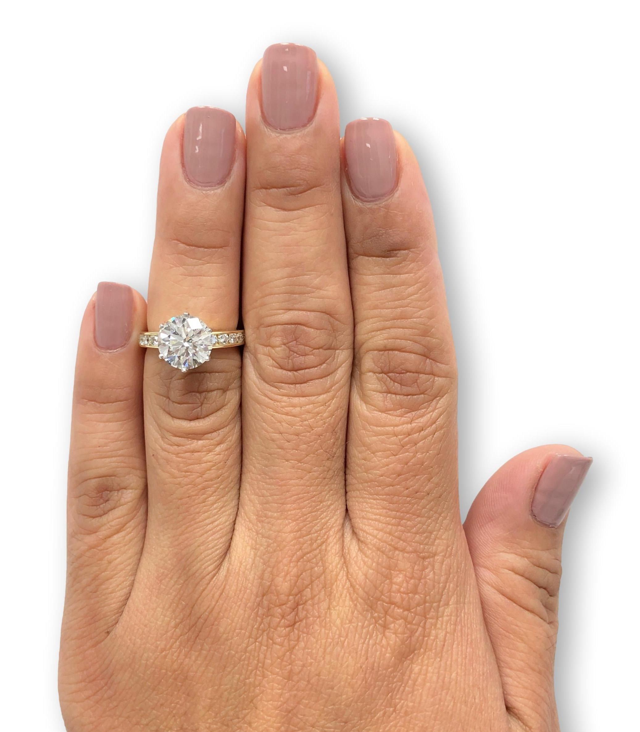 Tiffany & Co. 18K Gelbgold Platin Channel Set Runder Diamant Verlobungsring 2