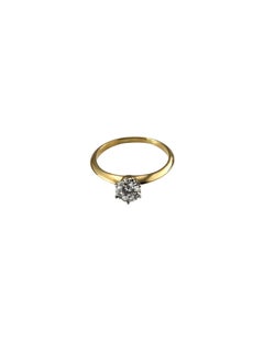 Tiffany & Co. 18K Yellow Gold Platinum Diamond Engagement Ring Size 6.5 #25330