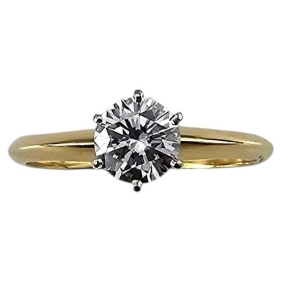 Tiffany & Co. Verlobungsring aus 18 Karat Gelbgold und Platin mit Diamanten, Größe 6,5 #25330