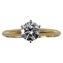 Tiffany & Co. 18K Yellow Gold Platinum Diamond Engagement Ring Size 6.5 #25330