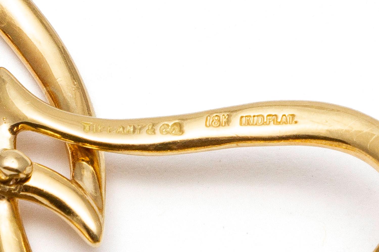 Tiffany & Co. 18 Karat Yellow Gold Platinum and Diamond Open Leaf Necklace 5