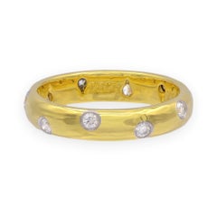Tiffany & Co. 18K Yellow Gold + Platinum Etoile Diamond Band Ring Size 5.5 3.8mm