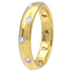 Tiffany & Co. 18K Yellow Gold + Platinum Etoile Diamond Band Ring Size 5.5 3.8mm