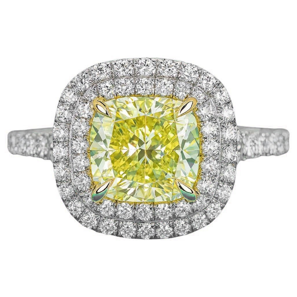 Anillo Tiffany 
Co. de oro amarillo de 18k y platino con diamante amarillo intenso de fantasía