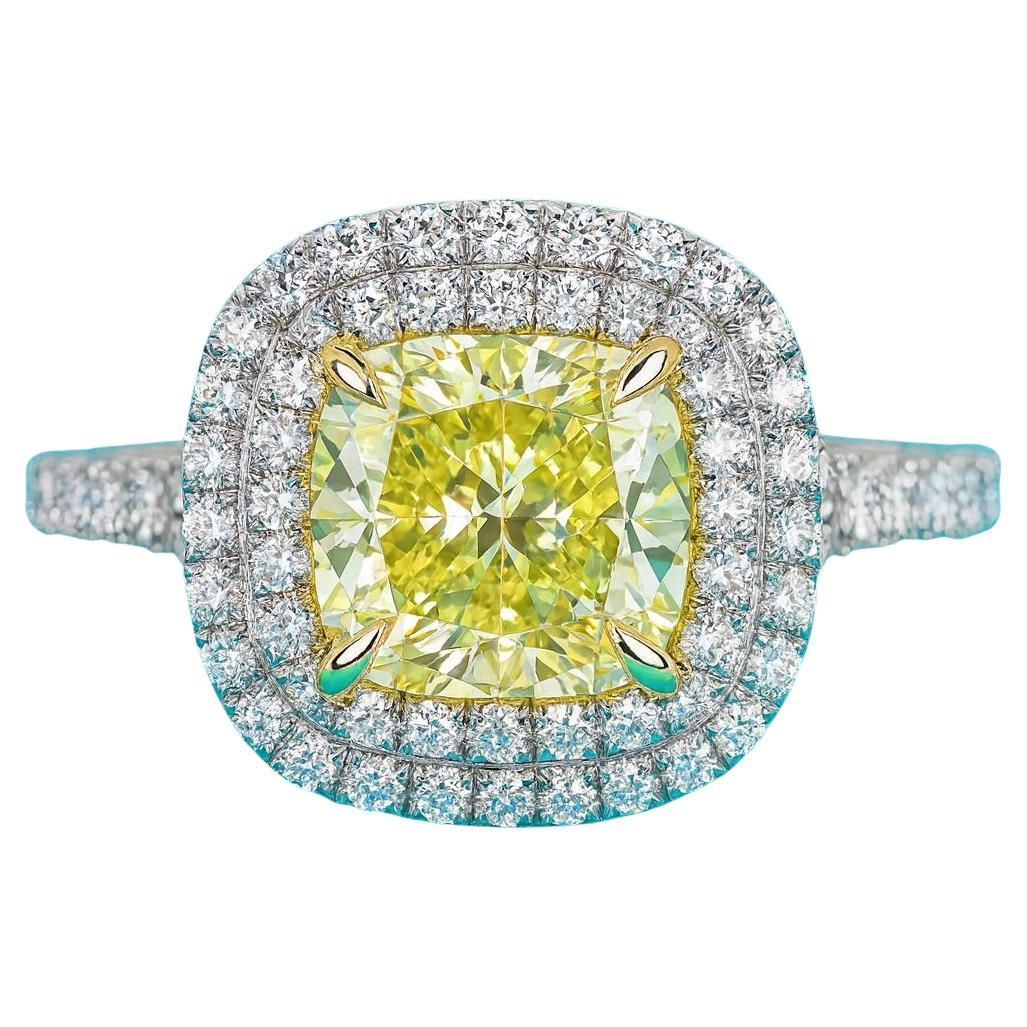 Anello Tiffany & Co. in oro giallo 18k e platino con diamante giallo intenso Fancy in vendita