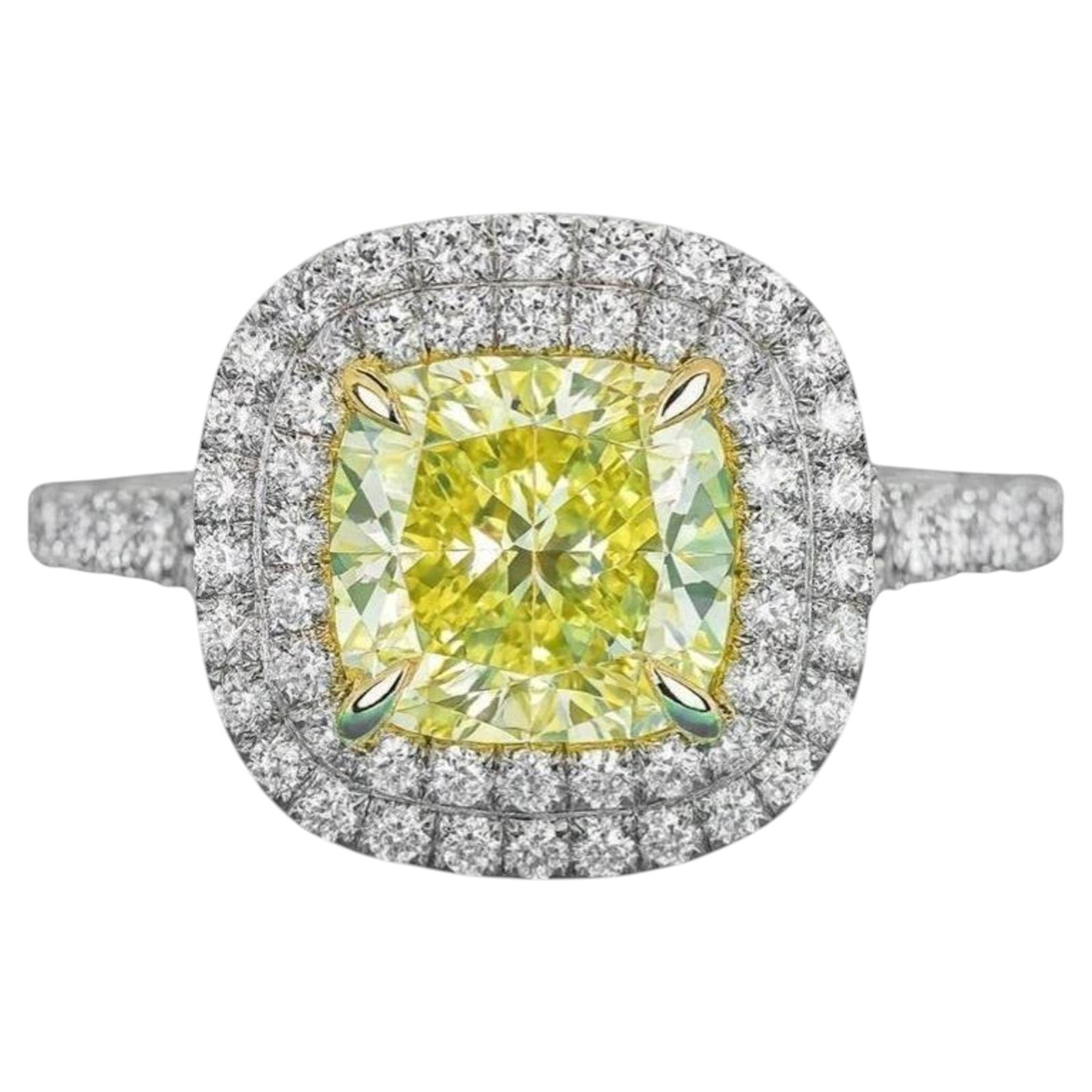 Tiffany & Co. 18k Yellow Gold & Platinum Fancy Intense Yellow Diamond Ring For Sale