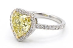 Tiffany & Co. 18K Yellow Gold & Platinum Fancy Vivid Yellow Heart Diamond