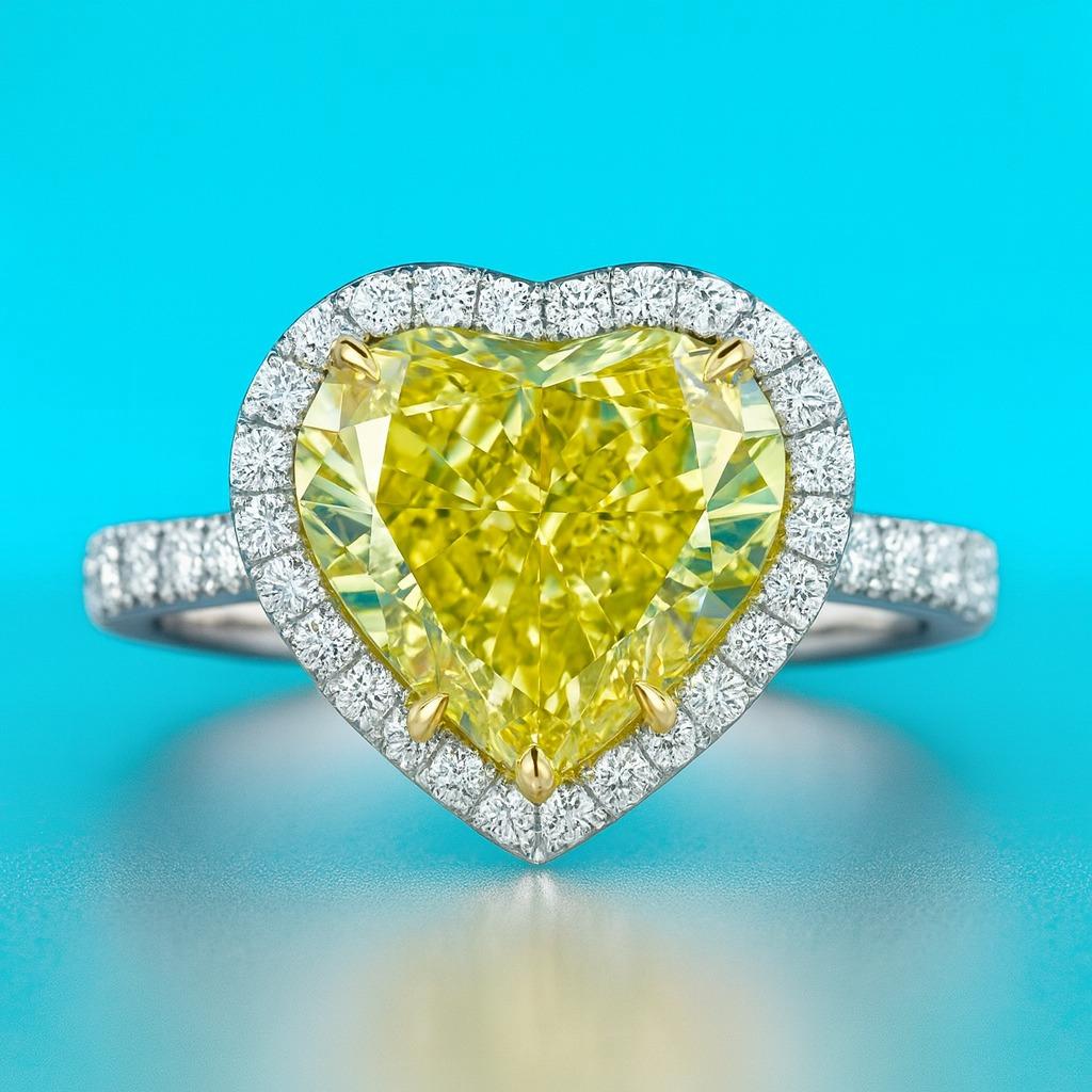 Moderne Tiffany & Co. Or jaune 18K et platine, diamant de cœur jaune vif fantaisie en vente