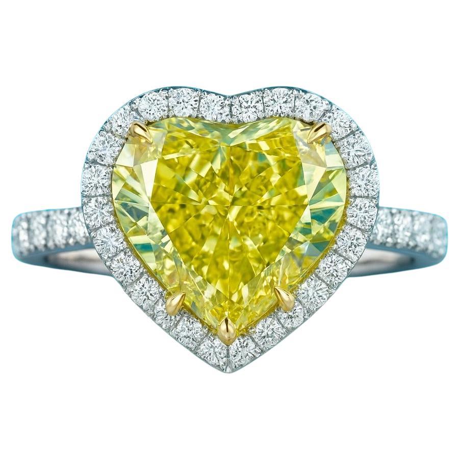 Tiffany & Co. Or jaune 18K et platine, diamant de cœur jaune vif fantaisie en vente