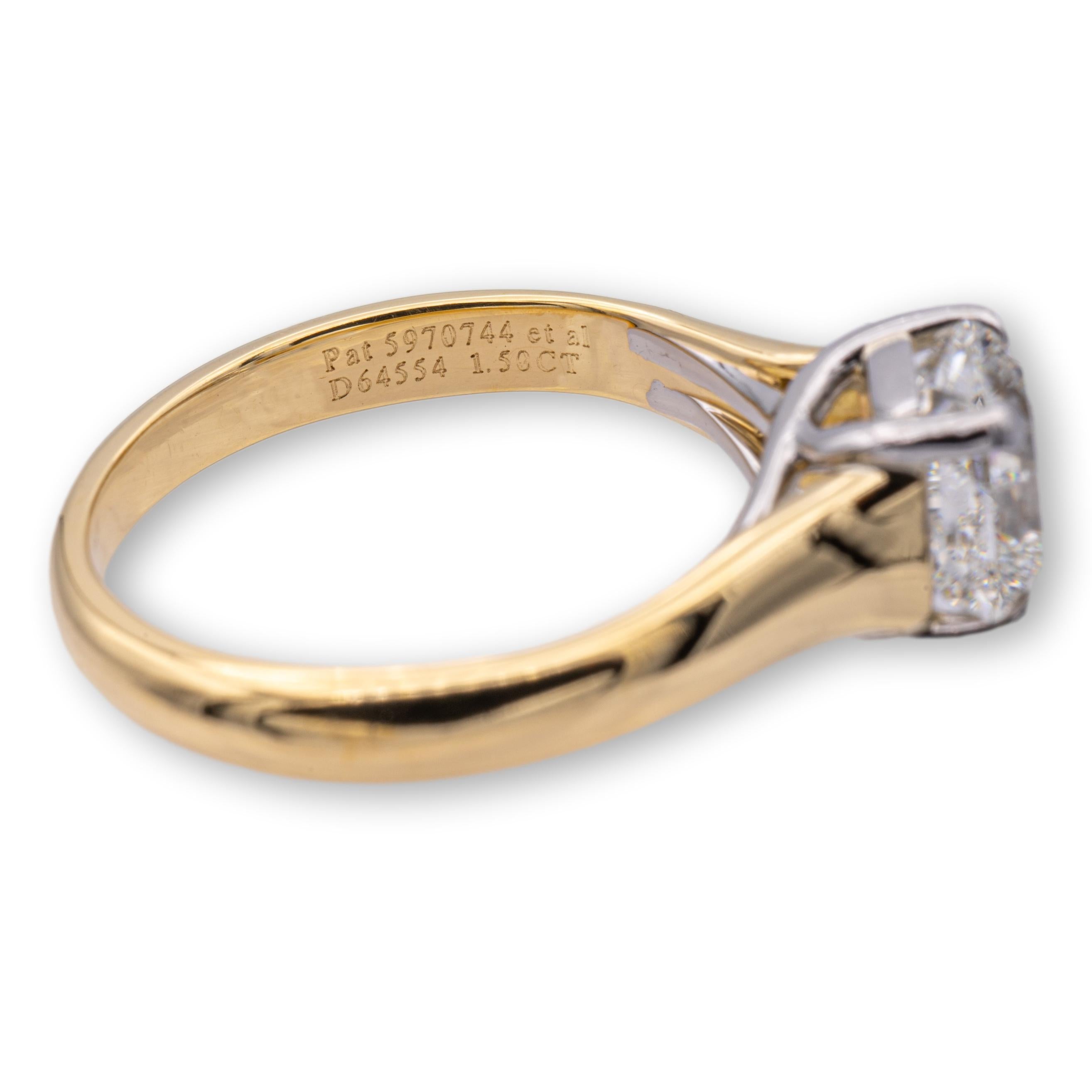 Tiffany& Co. 18K Yellow Gold Platinum Lucida Diamond Engagement Ring 1.50ct IVS1 5