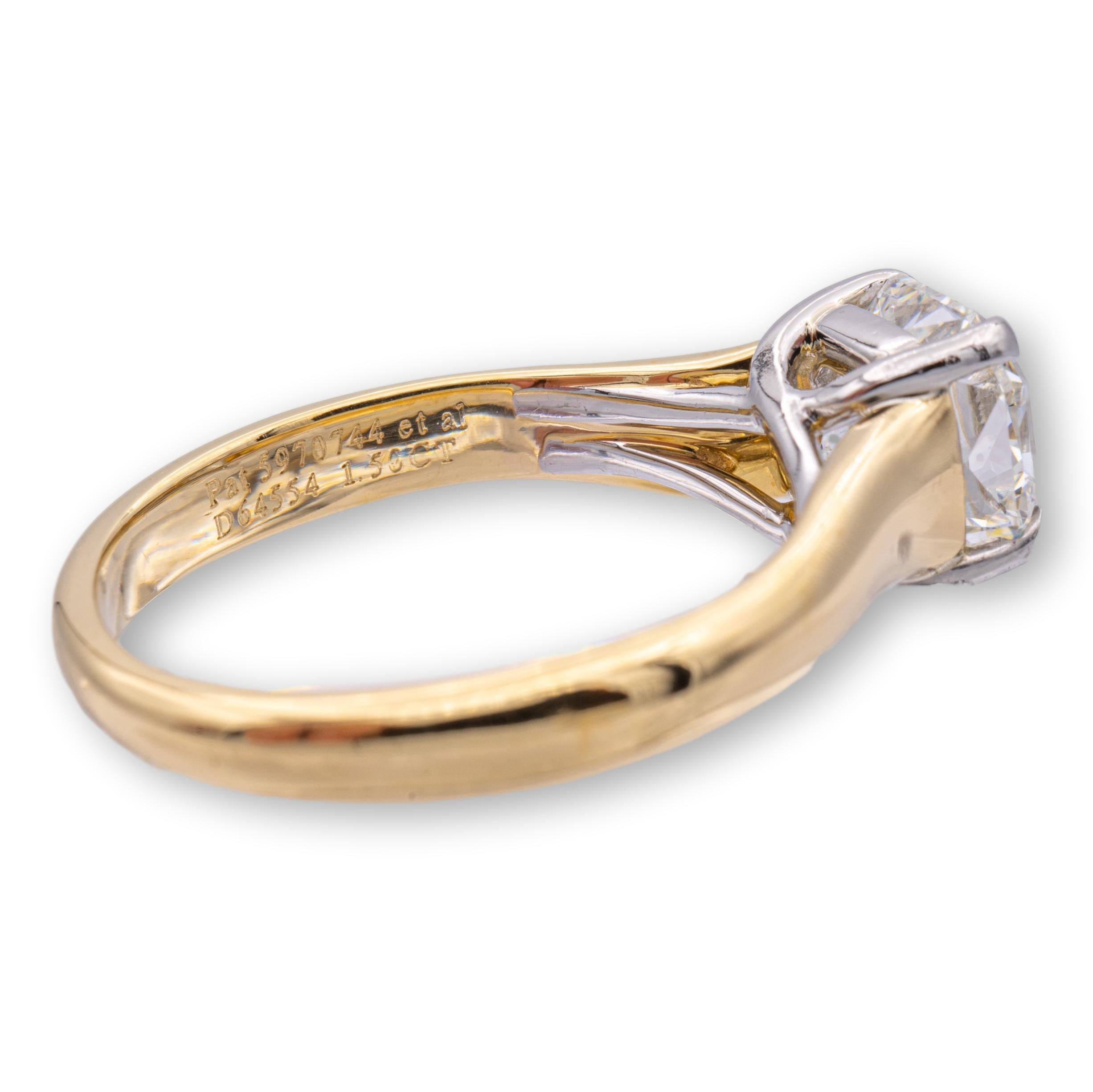 Tiffany& Co. 18K Yellow Gold Platinum Lucida Diamond Engagement Ring 1.50ct IVS1 6