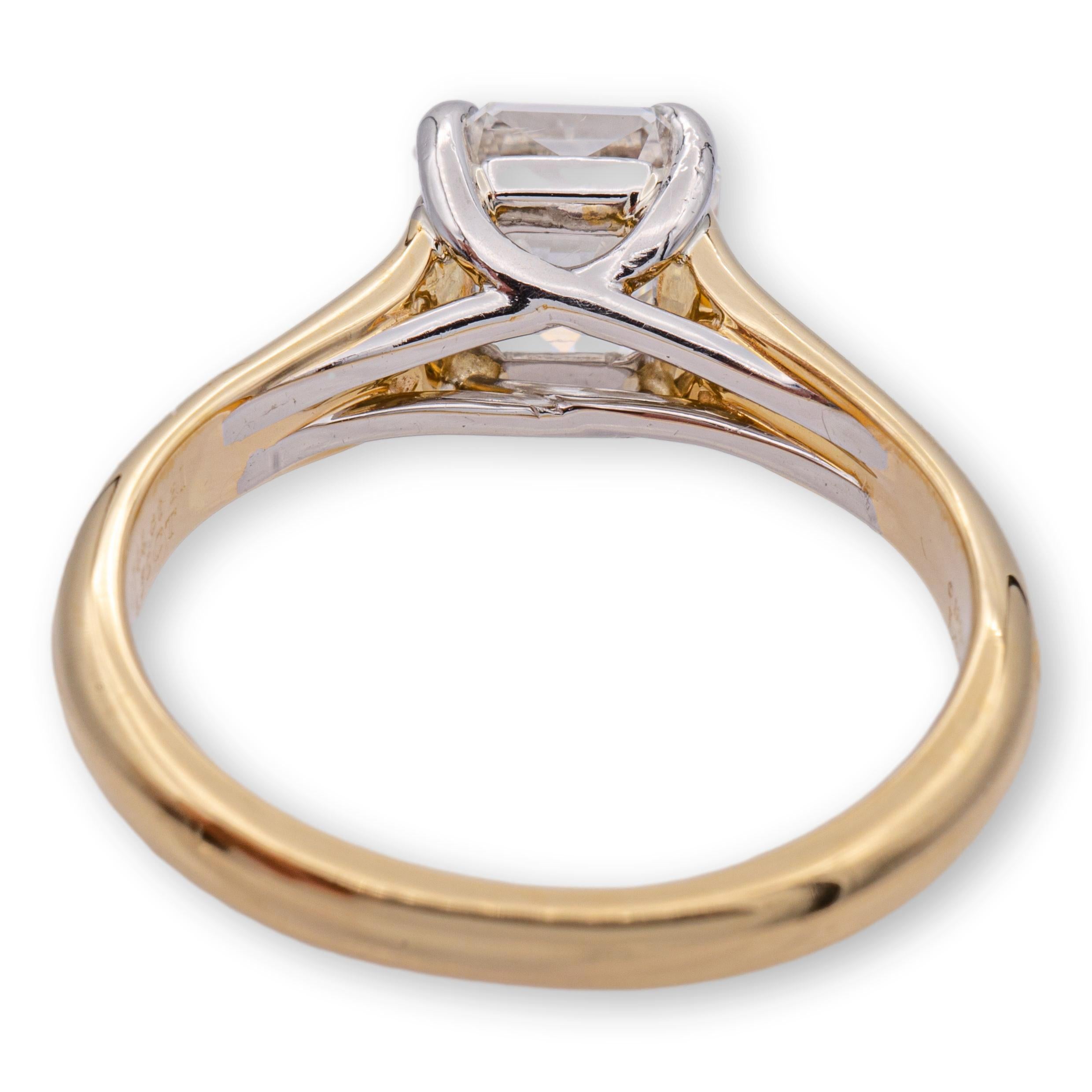 Tiffany& Co. 18K Yellow Gold Platinum Lucida Diamond Engagement Ring 1.50ct IVS1 In Excellent Condition In New York, NY