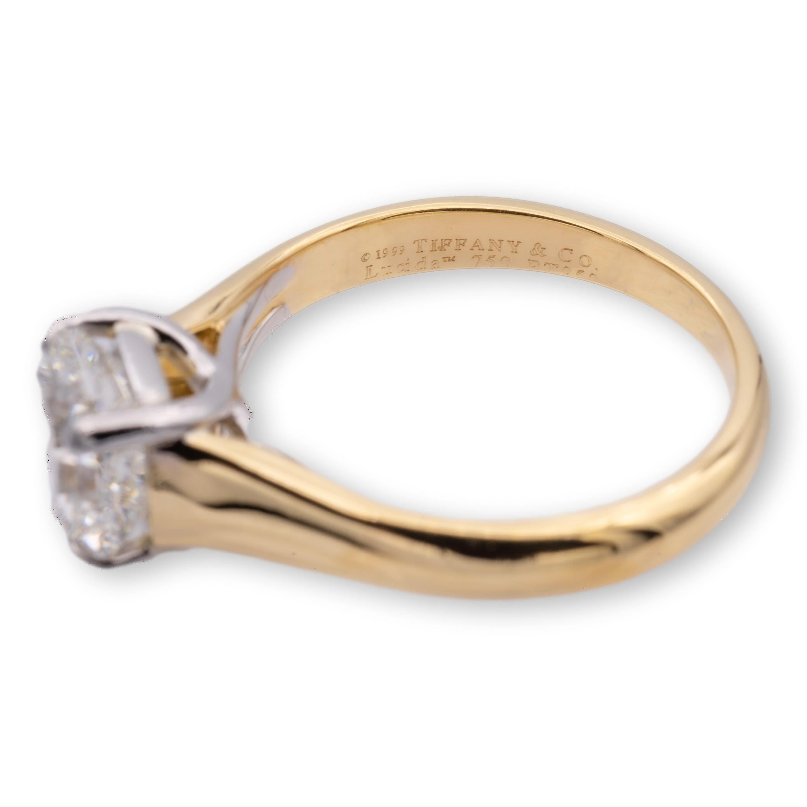 Women's Tiffany& Co. 18K Yellow Gold Platinum Lucida Diamond Engagement Ring 1.50ct IVS1