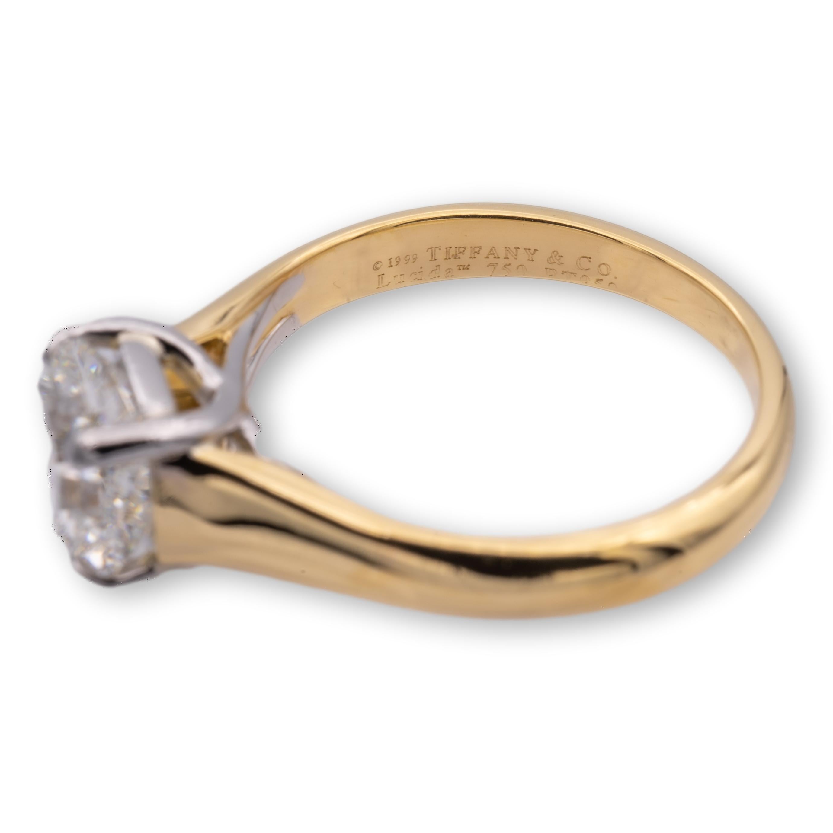 Tiffany& Co. 18K Yellow Gold Platinum Lucida Diamond Engagement Ring 1.50ct IVS1 4