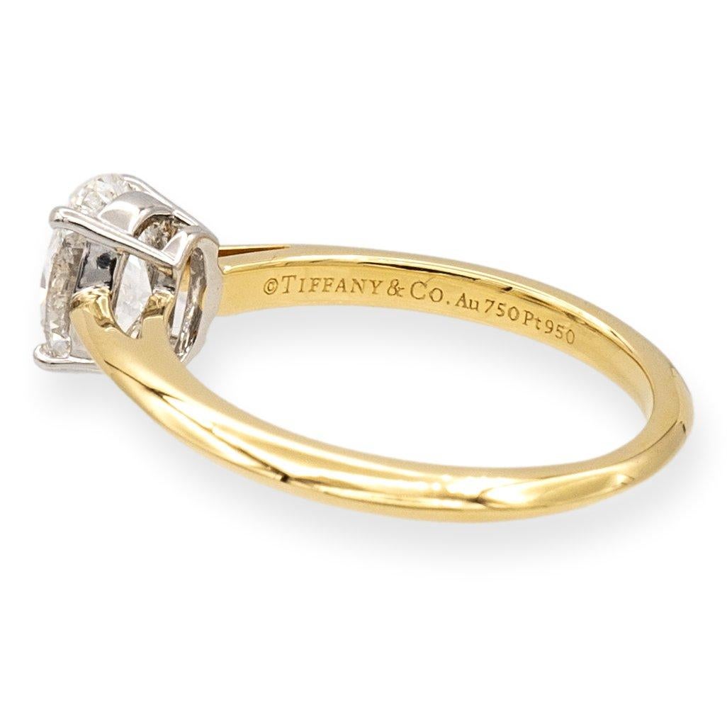 Contemporary Tiffany & Co. 18k Yellow Gold Platinum Oval Diamond .79ct G VS1 Engagement Ring