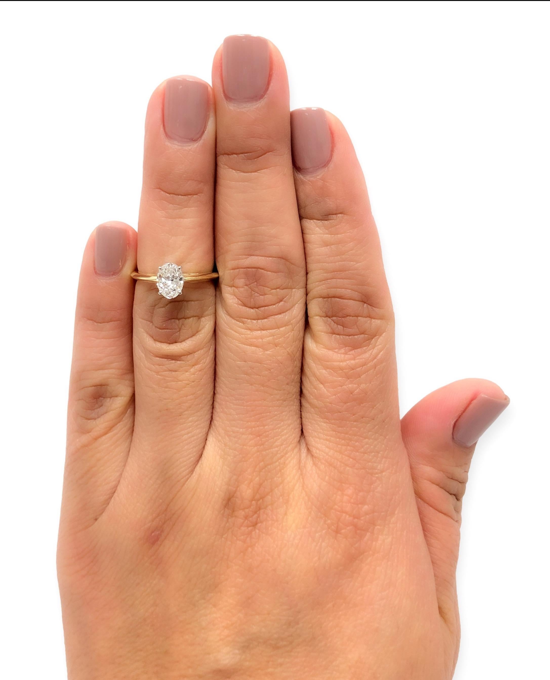 Women's Tiffany & Co. 18k Yellow Gold Platinum Oval Diamond .79ct G VS1 Engagement Ring