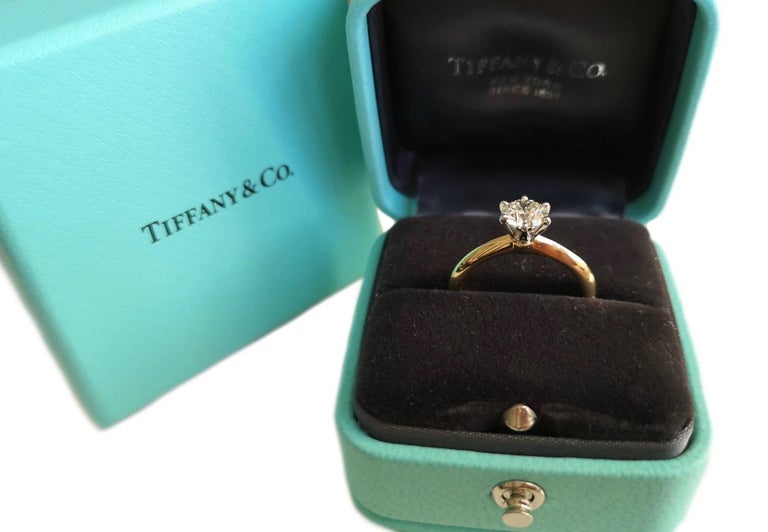 Women's Tiffany & Co. 18K Yellow Gold & Platinum Round Brilliant Cut Diamond Ring