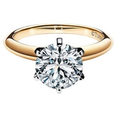 18 Karat Gelbgold & Platin Diamantring mit rundem Brillantschliff von Tiffany & Co.