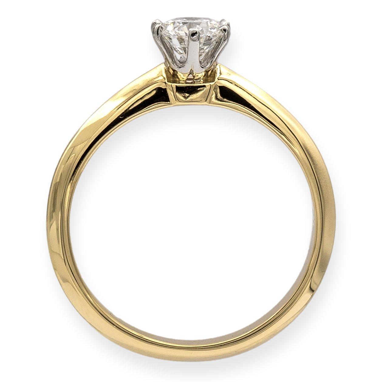 Tiffany & Co. 18K Yellow Gold Platinum Round Diamond Engagement Ring .47Ct HVS2 1
