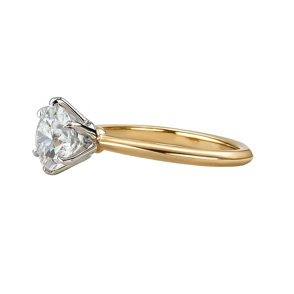 Taille ronde Tiffany & Co. Bague de fiançailles solitaire ronde en or jaune 18k et platine en vente