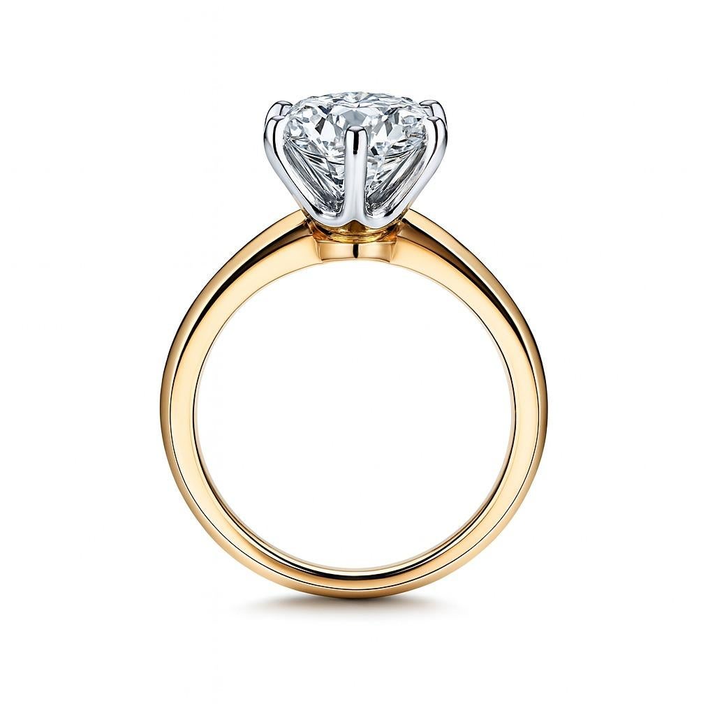 Tiffany & Co. Bague de fiançailles solitaire ronde en or jaune 18k et platine Excellent état - En vente à Chicago, IL