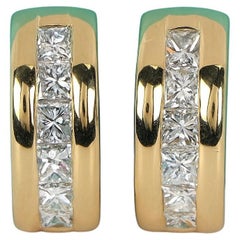 Tiffany & Co. 18K Yellow Gold Princess Cut Diamond Hoop Earrings