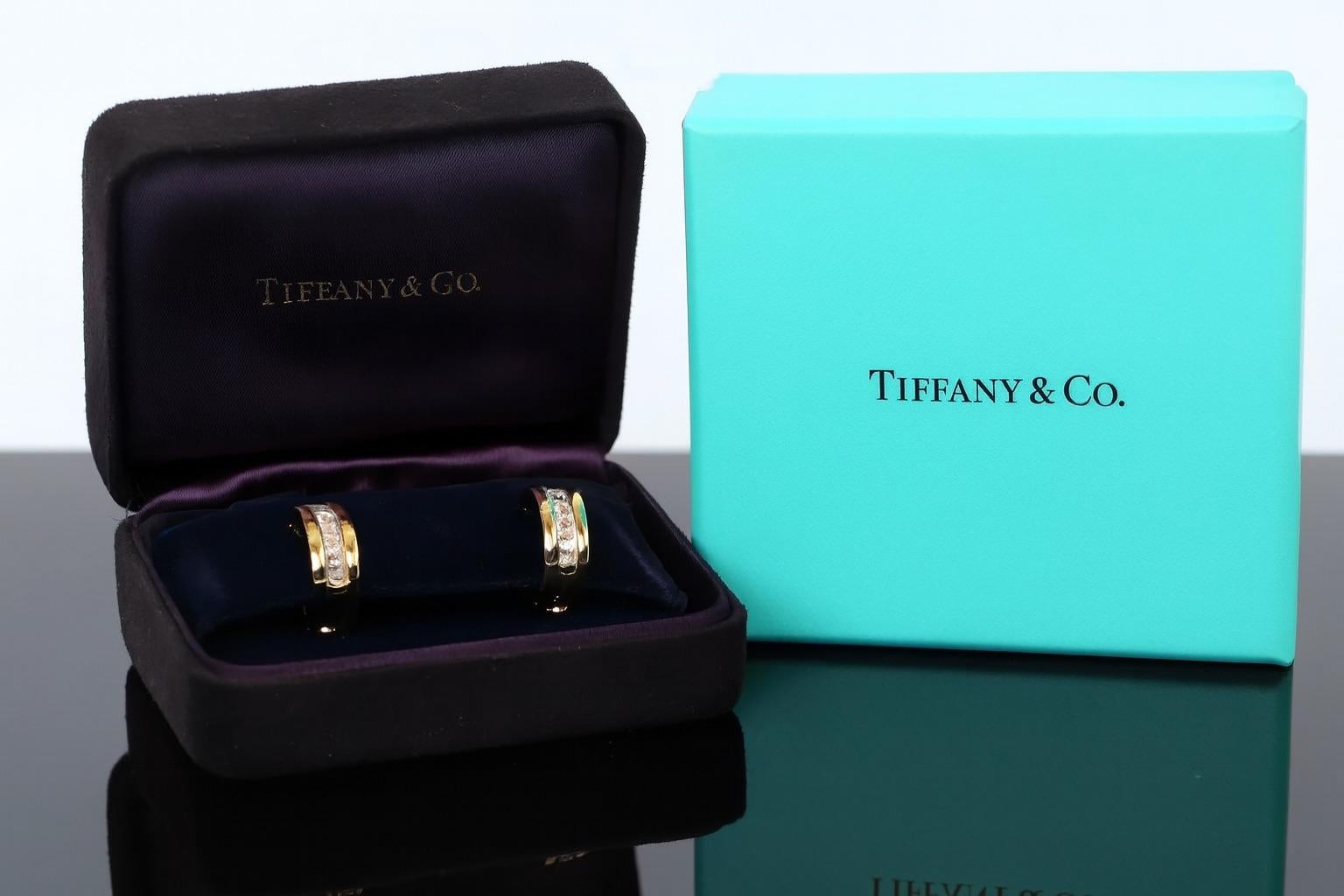 De las mujeres Pendientes de aro de diamantes talla princesa en oro amarillo de 18 quilates Tiffany & Co. en venta
