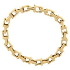 Tiffany & Co. 18k Yellow Gold RARE 7mm Interlocking T Link 7.25" Chain Bracelet