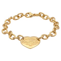 Tiffany & Co. 18K Yellow Gold Return to Tiffany Heart Tag Link Bracelet 7.5"