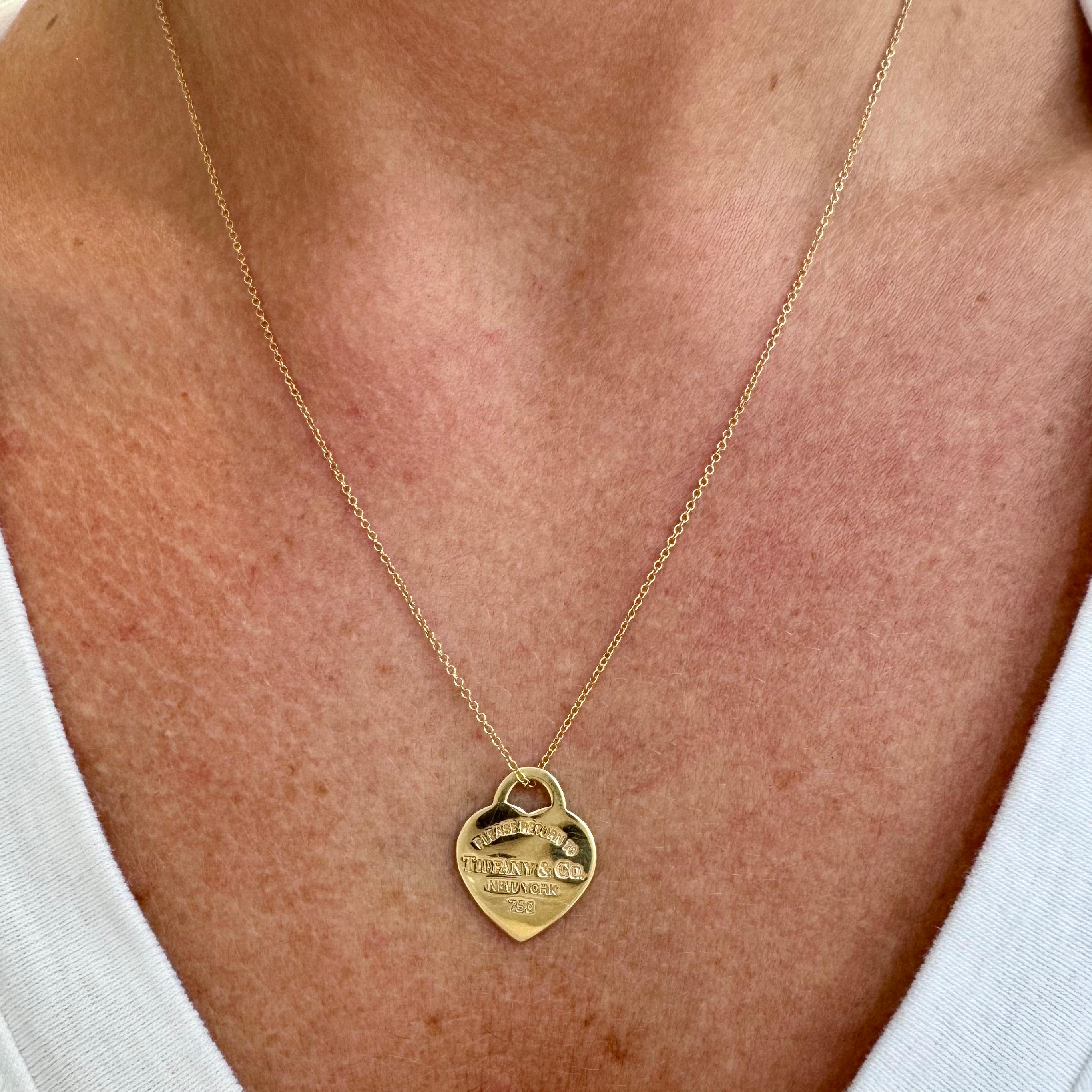 Tiffany & Co. 18 Karat Gelbgold Halskette mit Herz-Tag-Anhänger, Rückgabe an Tiffany 3