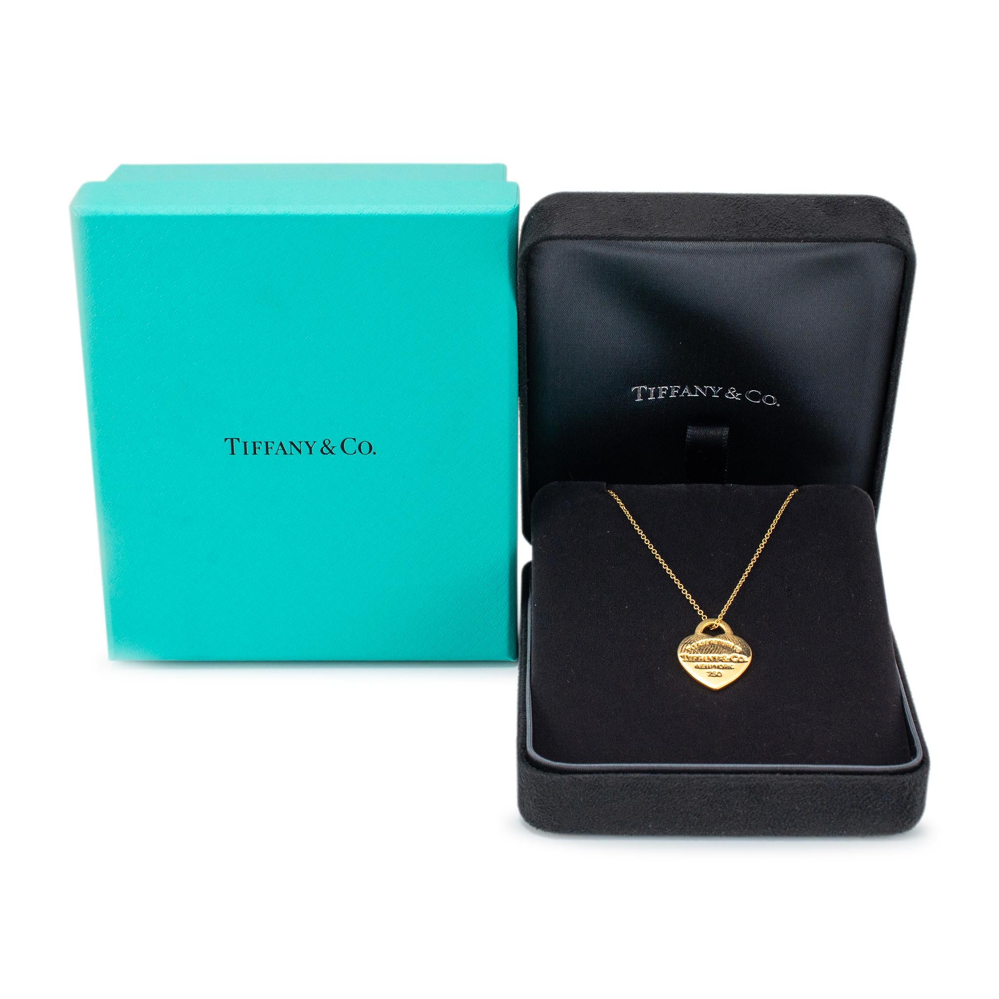 Tiffany & Co. 18 Karat Gelbgold Halskette mit Herz-Tag-Anhänger, Rückgabe an Tiffany 4
