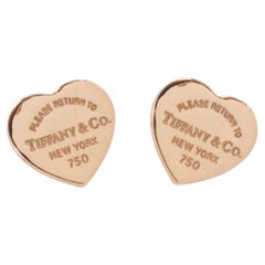 Tiffany & Co. Oro amarillo de 18 quilates Volver a Pendientes con etiqueta de corazón Tiffany