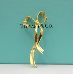 TIFFANY & Co. 18K Yellow Gold Ribbon Bow Pin Brooch