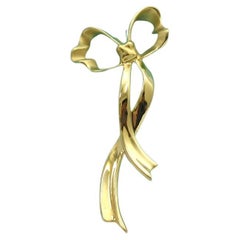 TIFFANY & Co. 18K Yellow Gold Ribbon Bow Pin Brooch