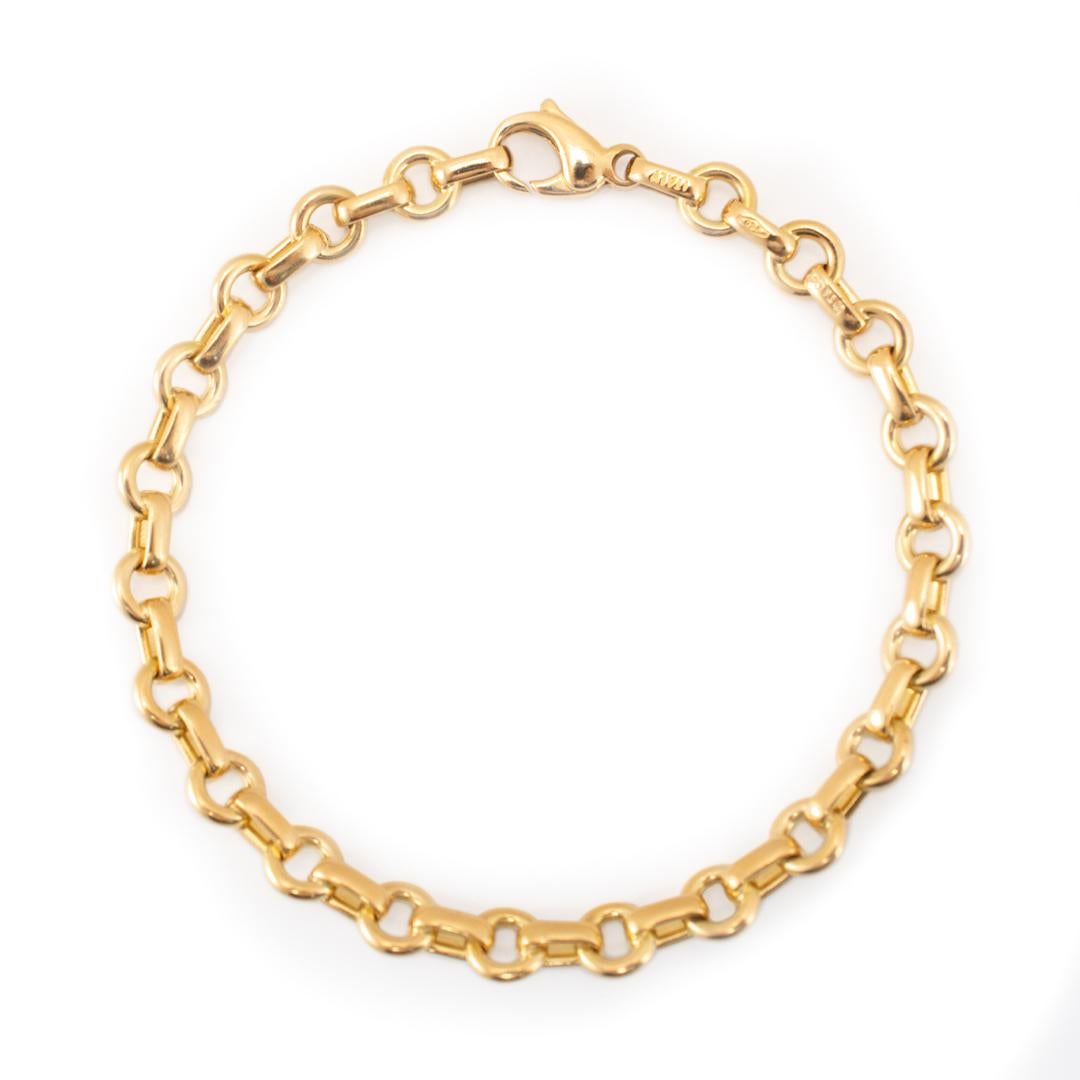 Tiffany & Co. 18K Yellow Gold Rolo Round Oval Link Chain Bracelet In Excellent Condition In Houston, TX
