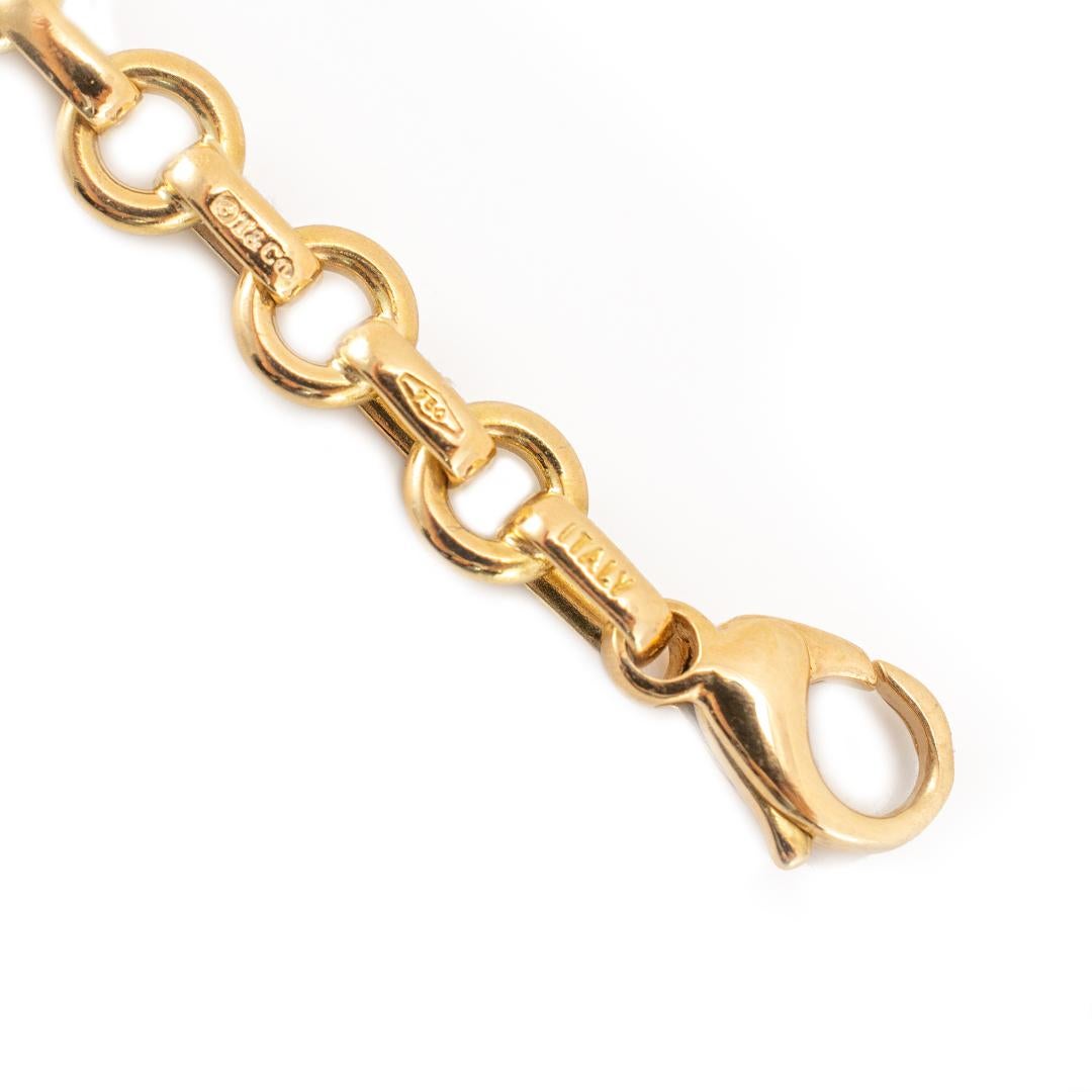 Women's or Men's Tiffany & Co. 18K Yellow Gold Rolo Round Oval Link Chain Bracelet