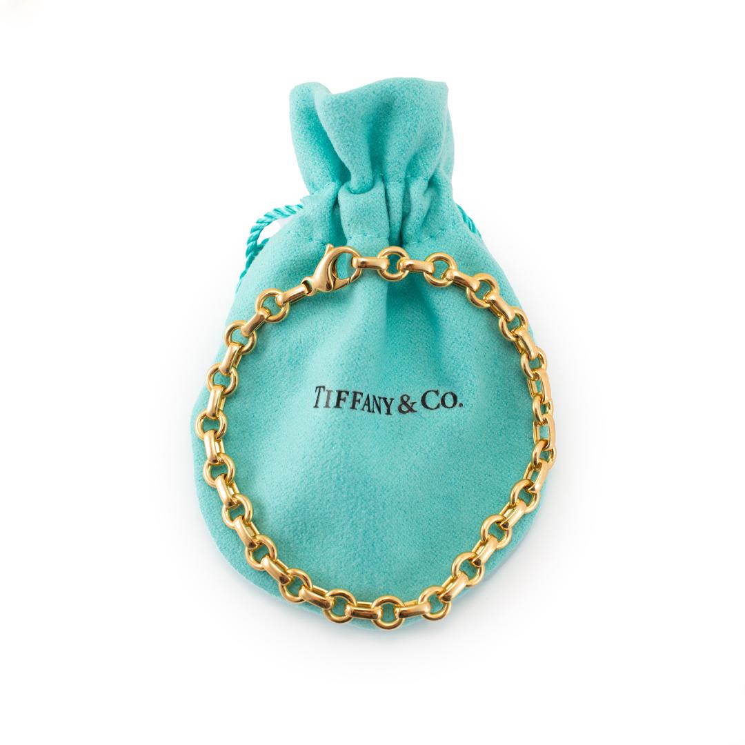 Tiffany & Co. 18K Yellow Gold Rolo Round Oval Link Chain Bracelet 2