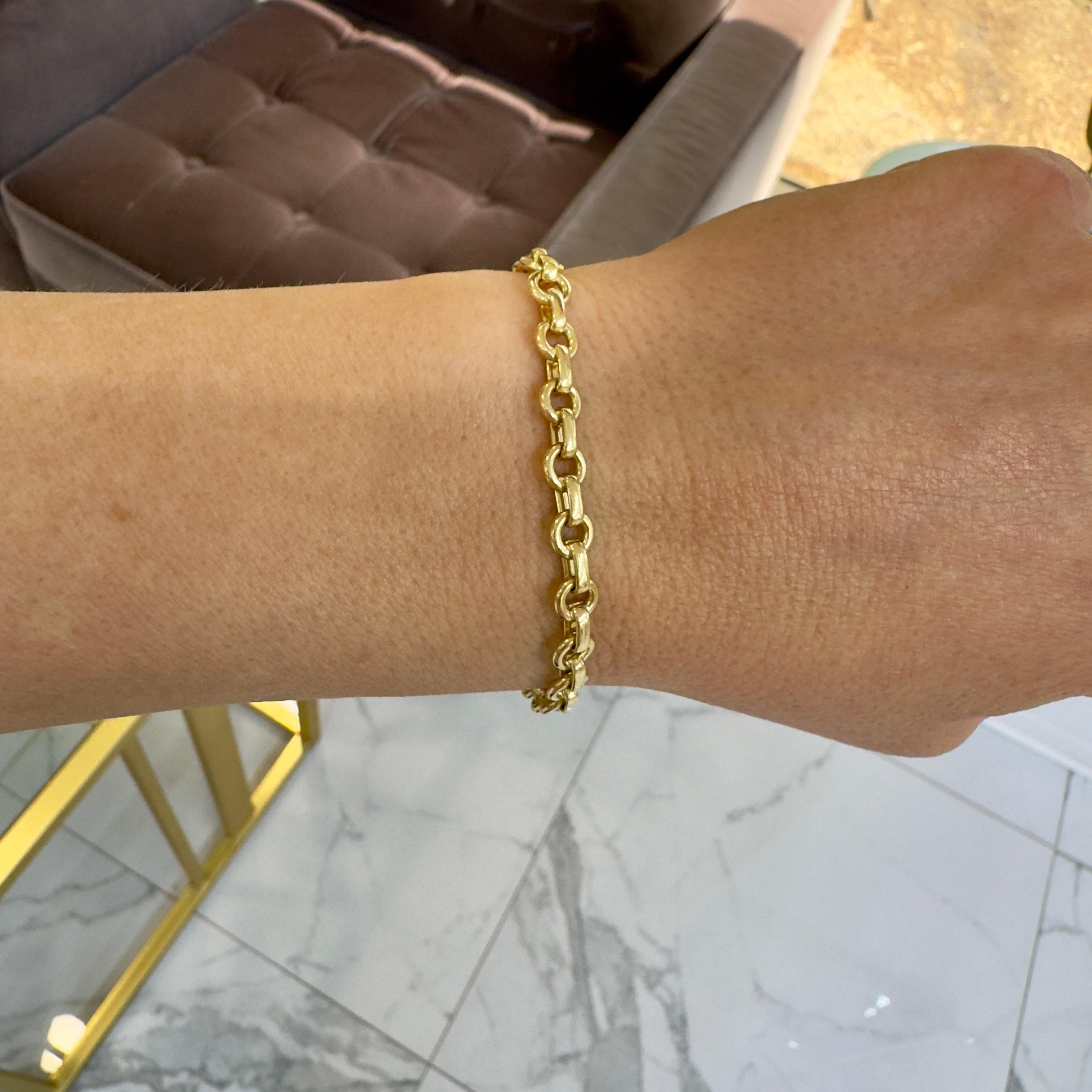 Tiffany & Co. 18K Yellow Gold Rolo Round Oval Link Chain Bracelet 3