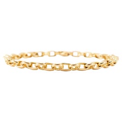 Tiffany & Co. 18K Yellow Gold Rolo Round Oval Link Chain Bracelet