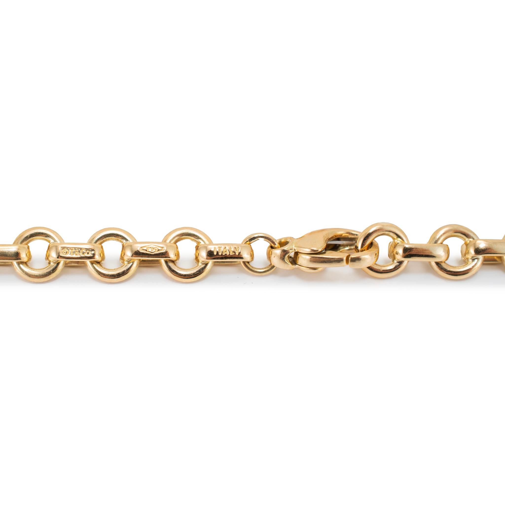 Tiffany & Co. 18K Yellow Gold Rolo Round Oval Link Chain Necklace In Excellent Condition For Sale In Houston, TX