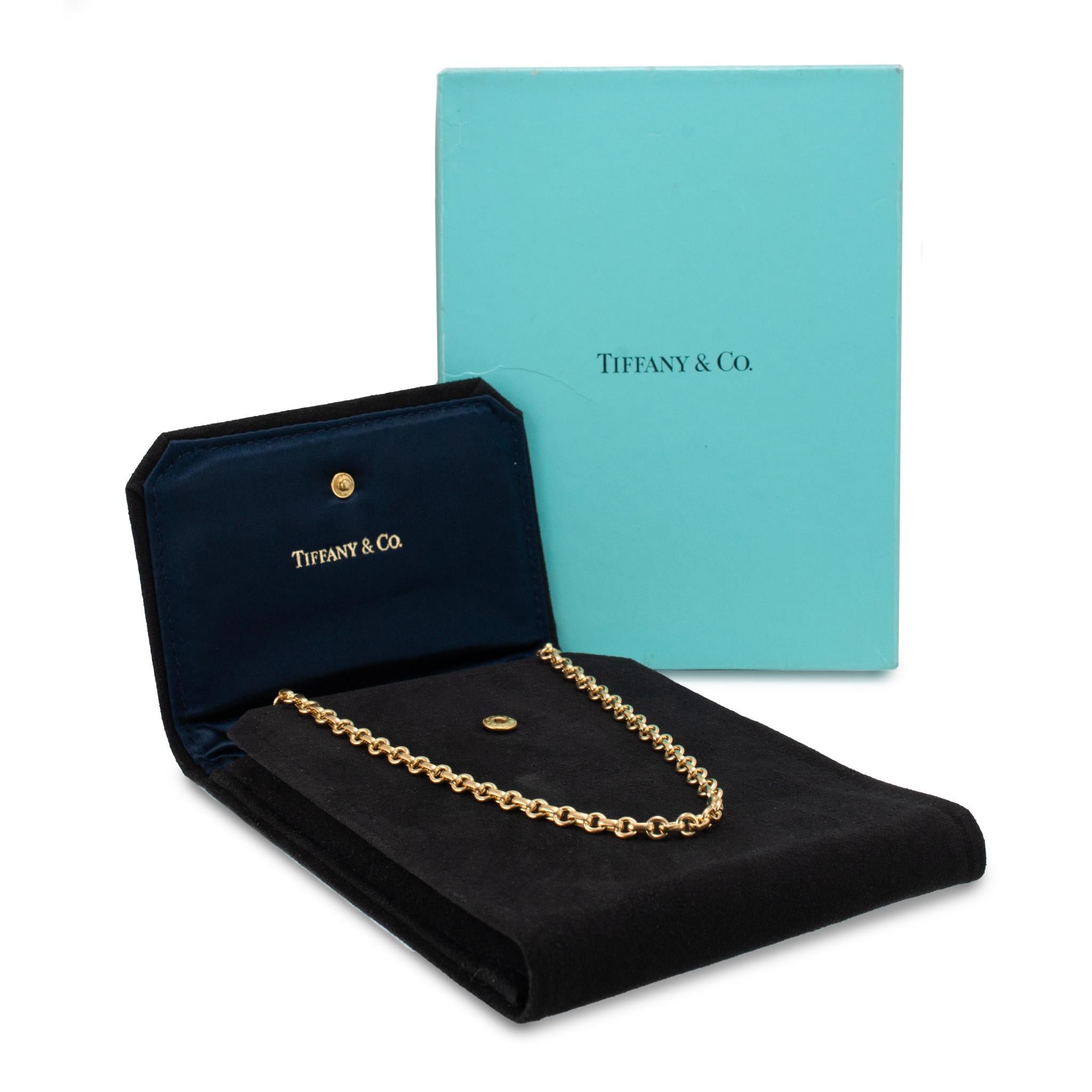 Women's Tiffany & Co. 18K Yellow Gold Rolo Round Oval Link Chain Necklace For Sale