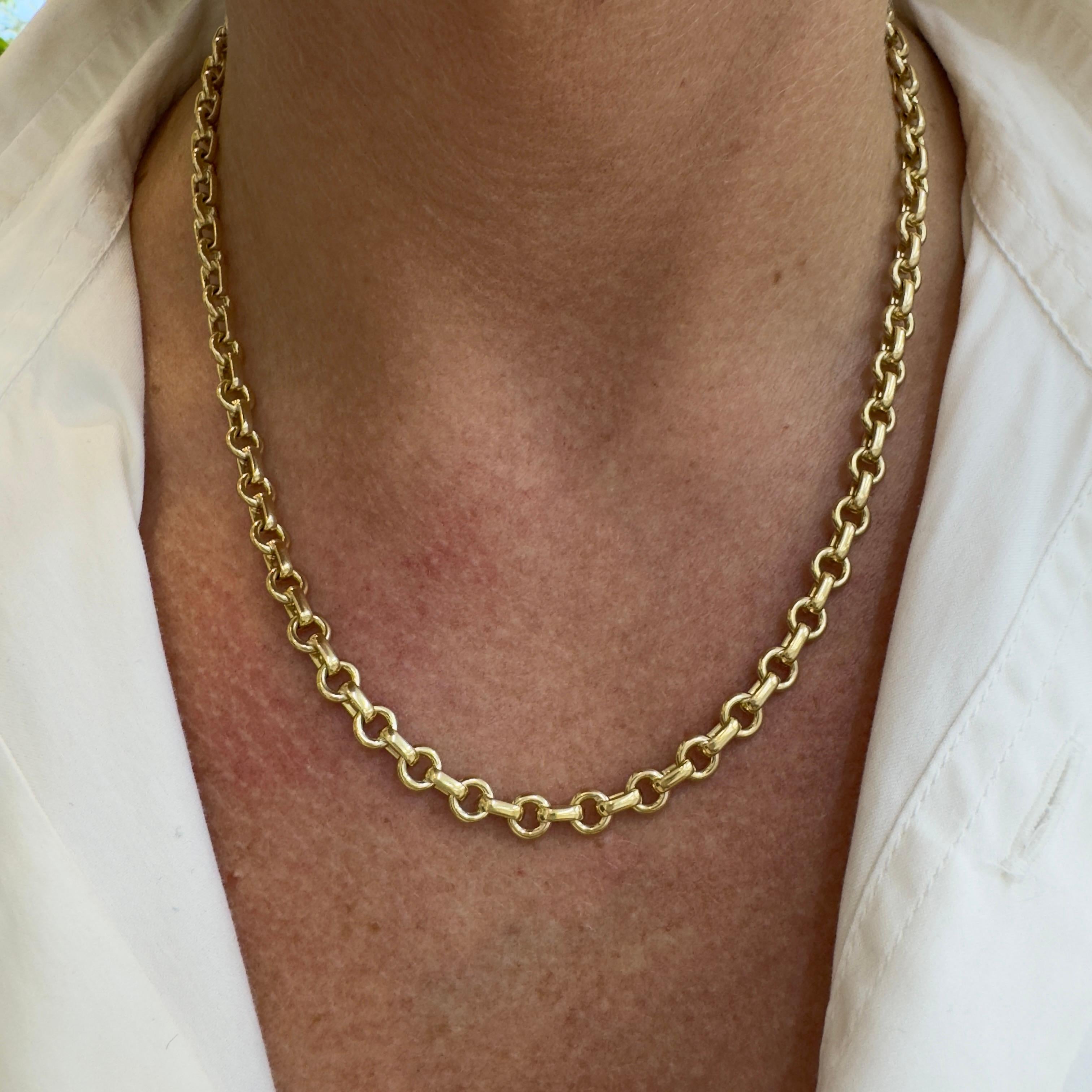 Tiffany & Co. 18K Yellow Gold Rolo Round Oval Link Chain Necklace For Sale 1