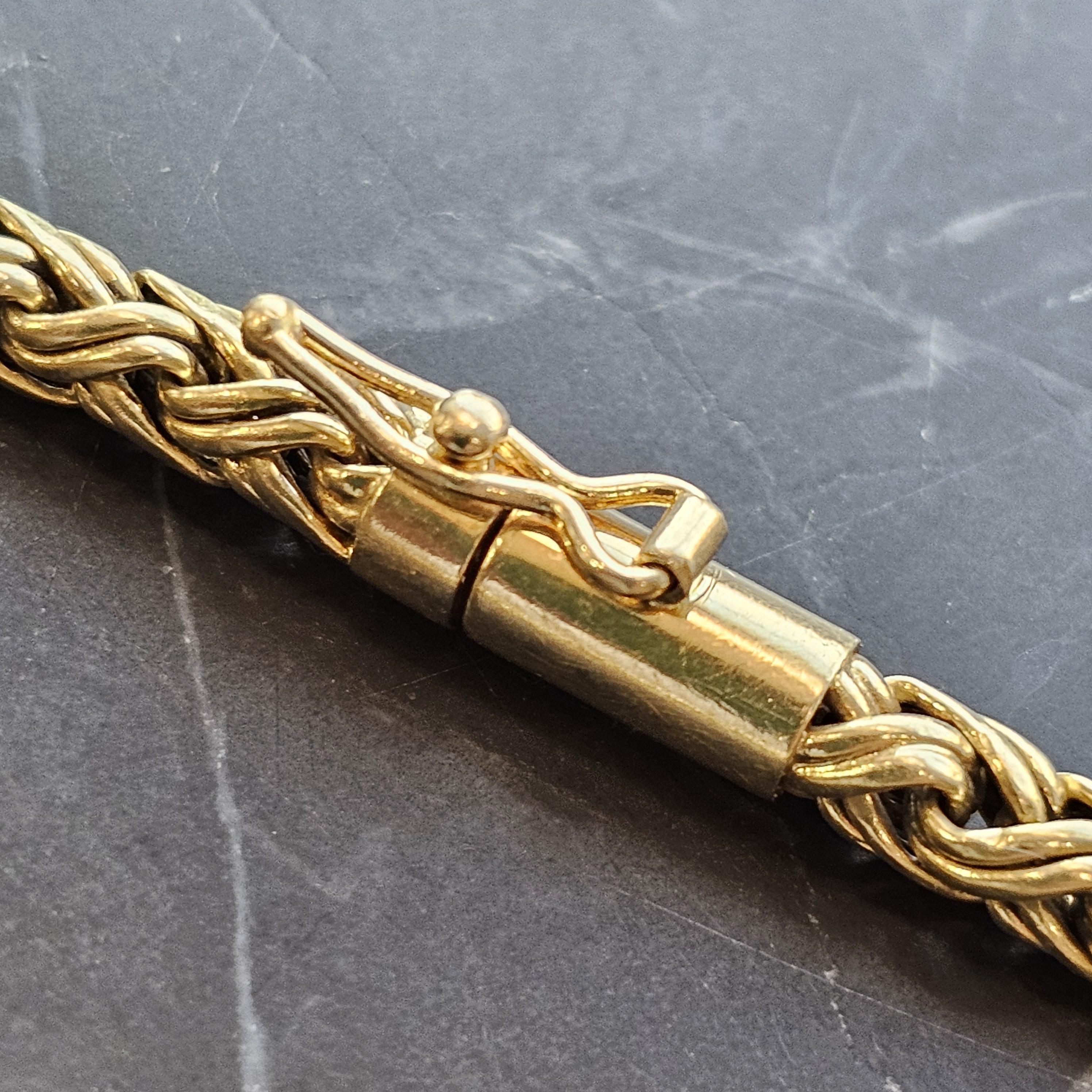 Tiffany & Co. 18k Yellow Gold Rope Link Bracelet Russian Wheat Weave 7.5
