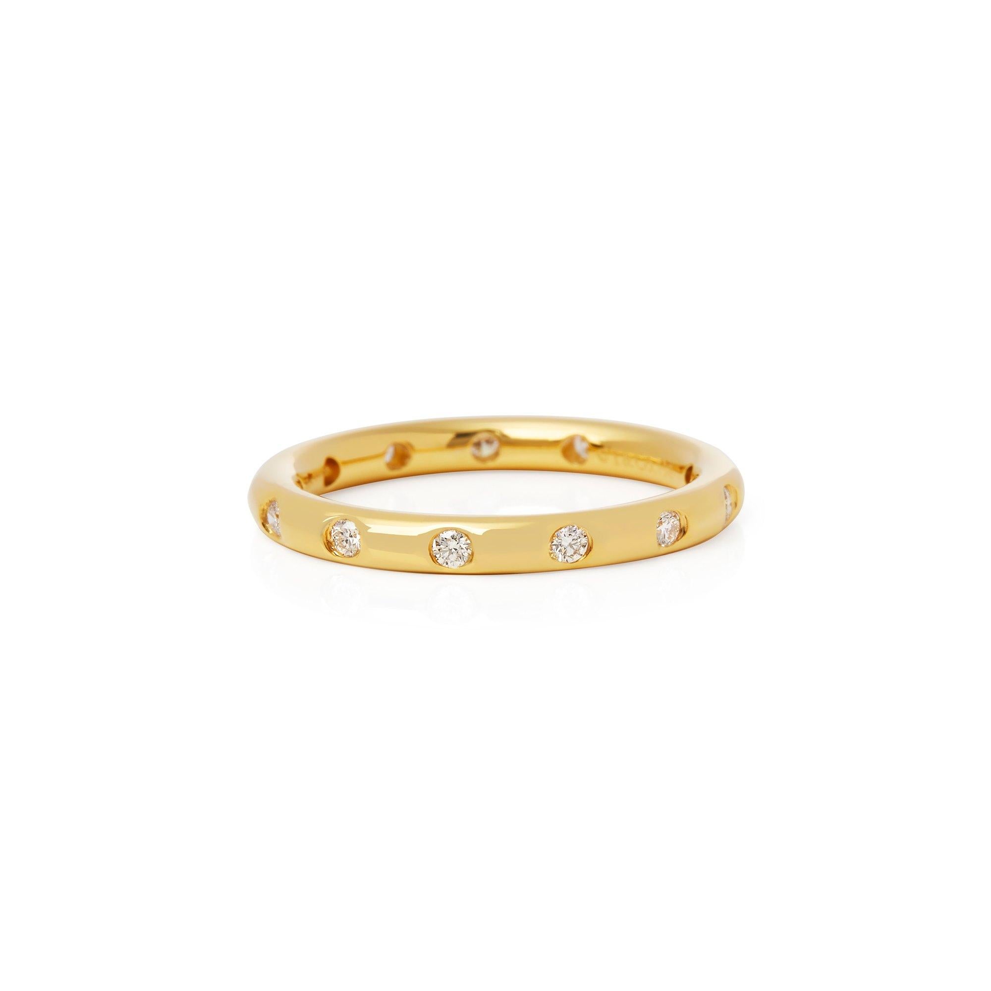 Round Cut Tiffany & Co. 18 Karat Yellow Gold Round Brilliant Cut Diamond Eternity Ring