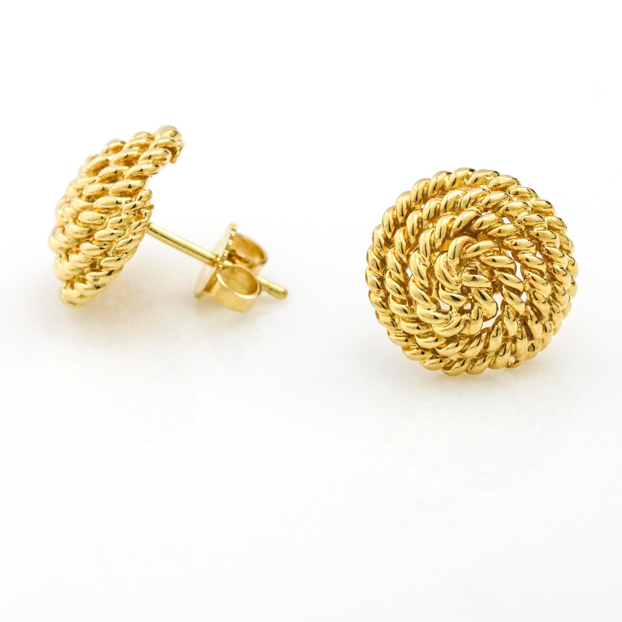 Tiffany & Co. 18 Karat Yellow Gold Round Stud Earrings In Good Condition In Fort Lauderdale, FL
