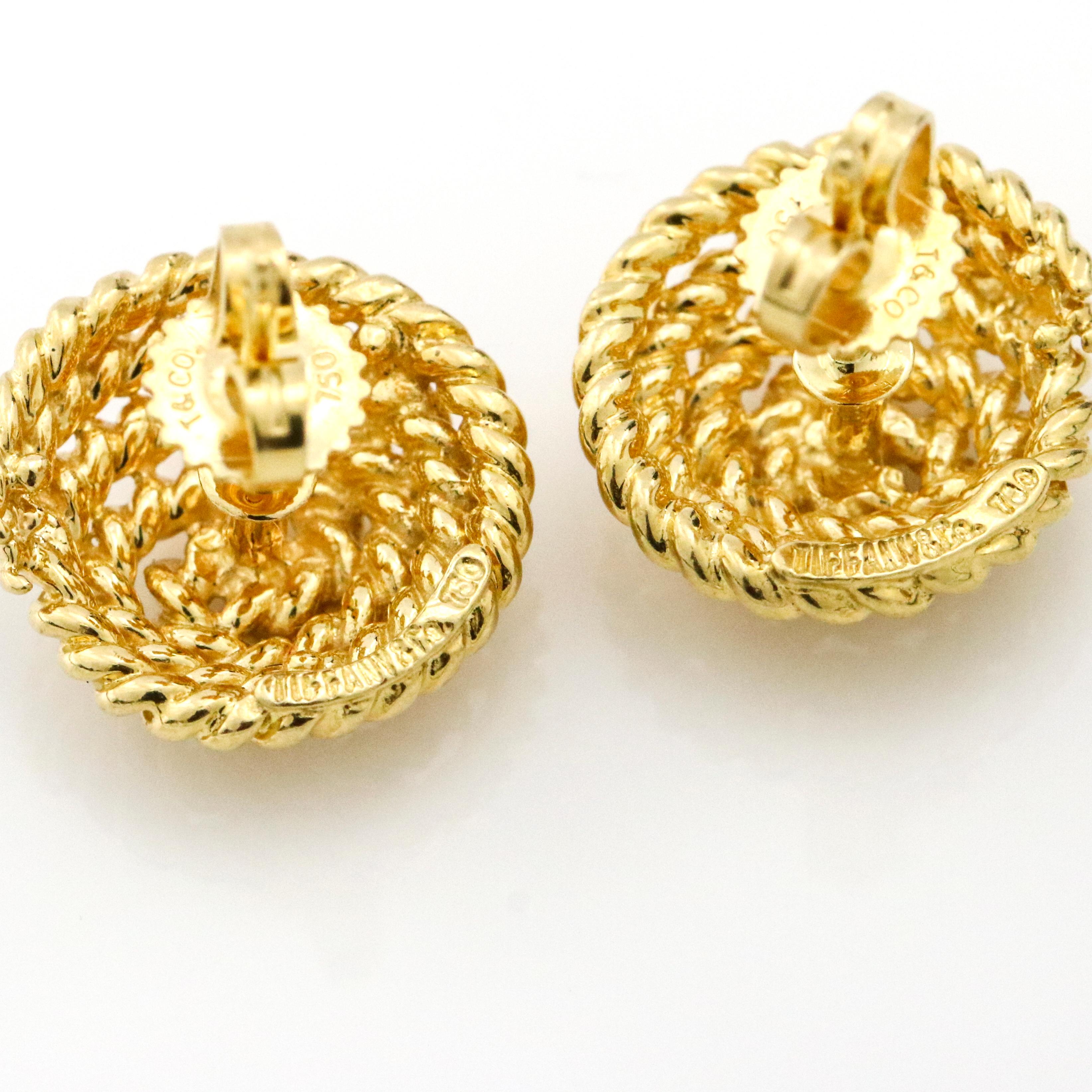 Tiffany & Co. 18 Karat Yellow Gold Round Stud Earrings 1
