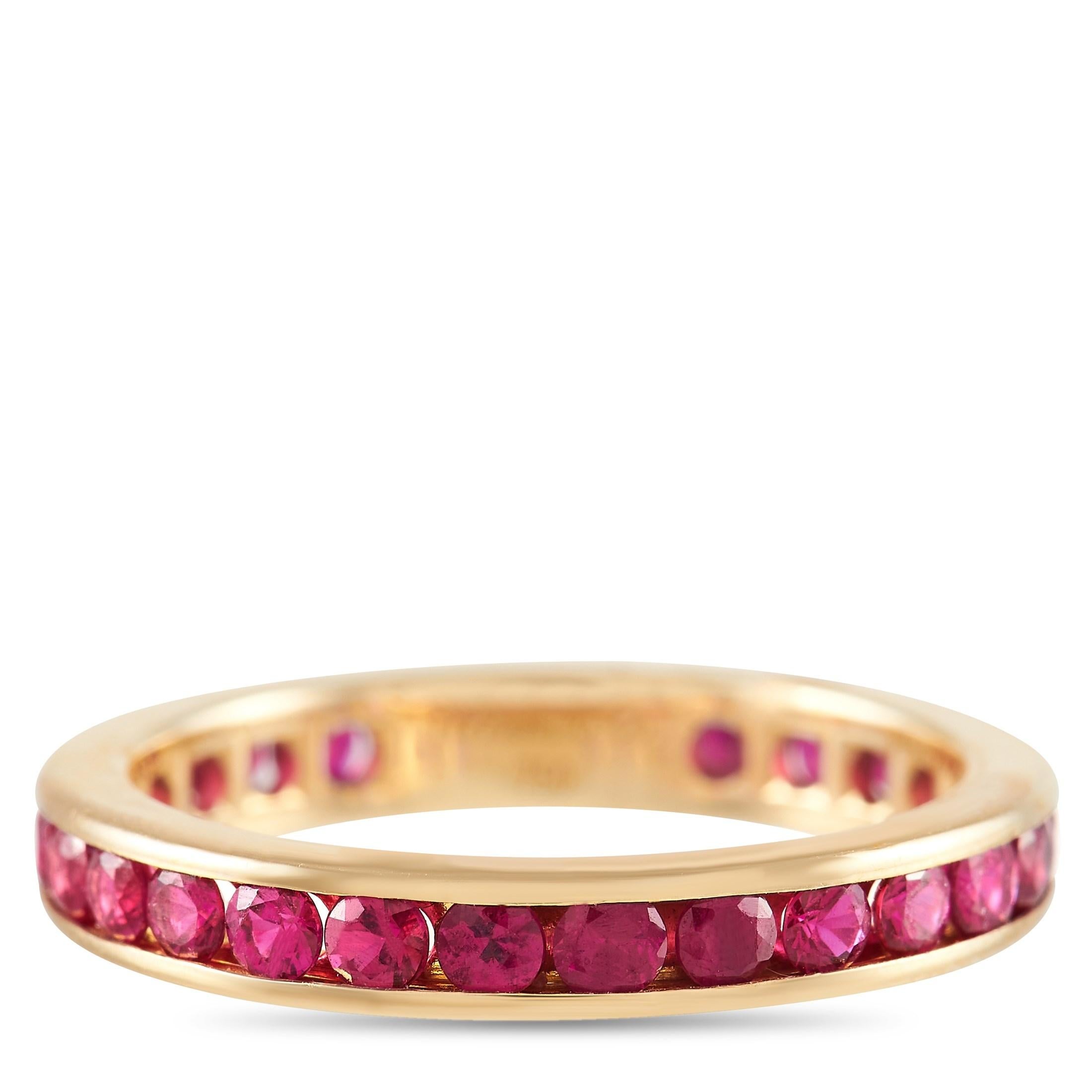 Tiffany & Co. 18K Yellow Gold Ruby Band Ring In Excellent Condition In Southampton, PA