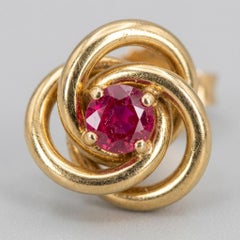 Tiffany & Co. 18k Yellow Gold Ruby Love Knot Stud Earrings